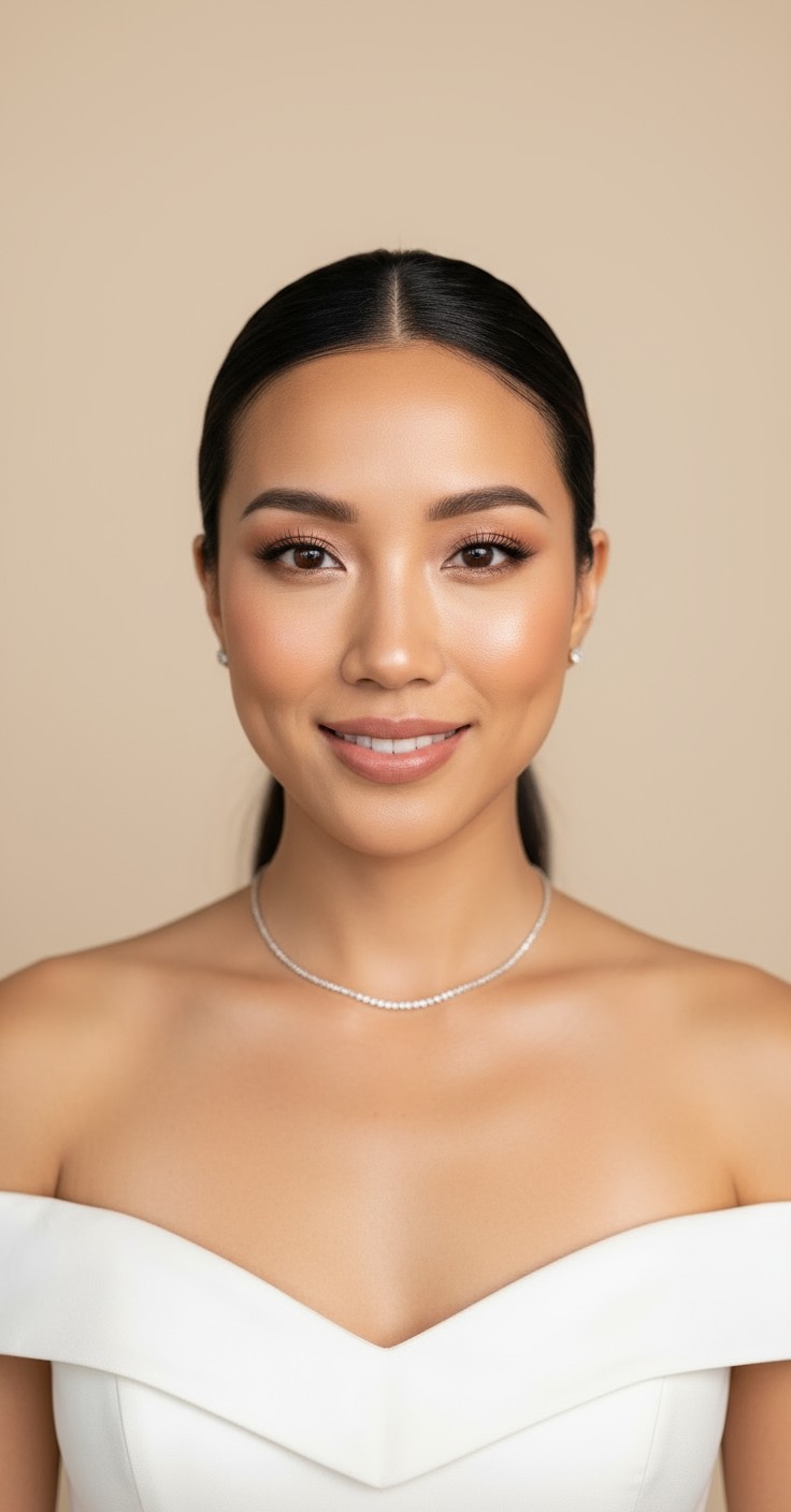 After Sleek Ponytail Wedding